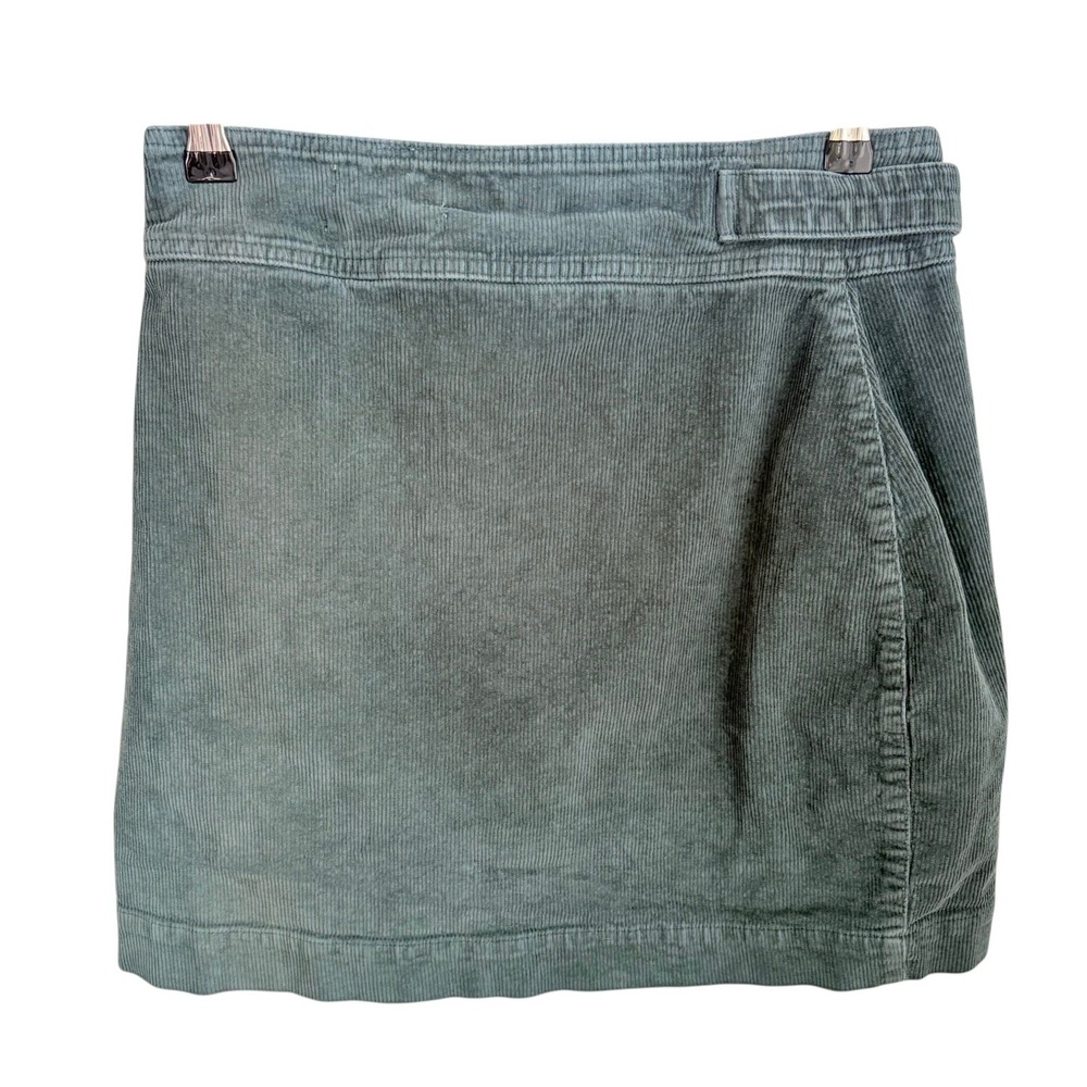 Urban Outfitters Corduroy Mini Skirt L Indie Teal Blue Asymmetrical Zip Buckle - Picture 4 of 6